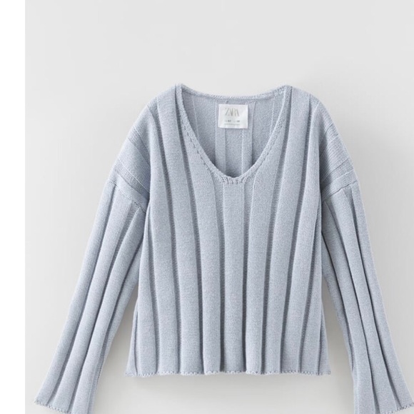 Zara ribbed sweater. Girls. Light blue - Picture 2 of 4